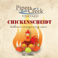 Pipers Creek Vineyard Chickenscheidt Habanero Mango Wing Sauce Label