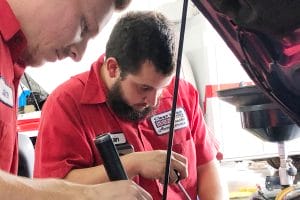 Clear Lake Auto Service Mechanics Looking Under Hood