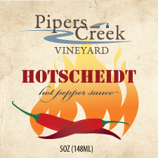 Pipers Creek Vineyard Hotscheidt Hot Pepper Sauce Label