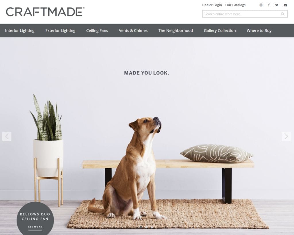 Craftmade Catalog Website Home Page