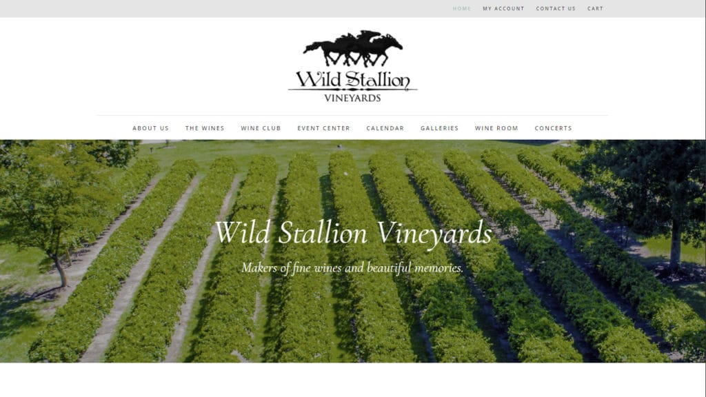 Wild Stallion Vineyards WooCommerce Website Home Page