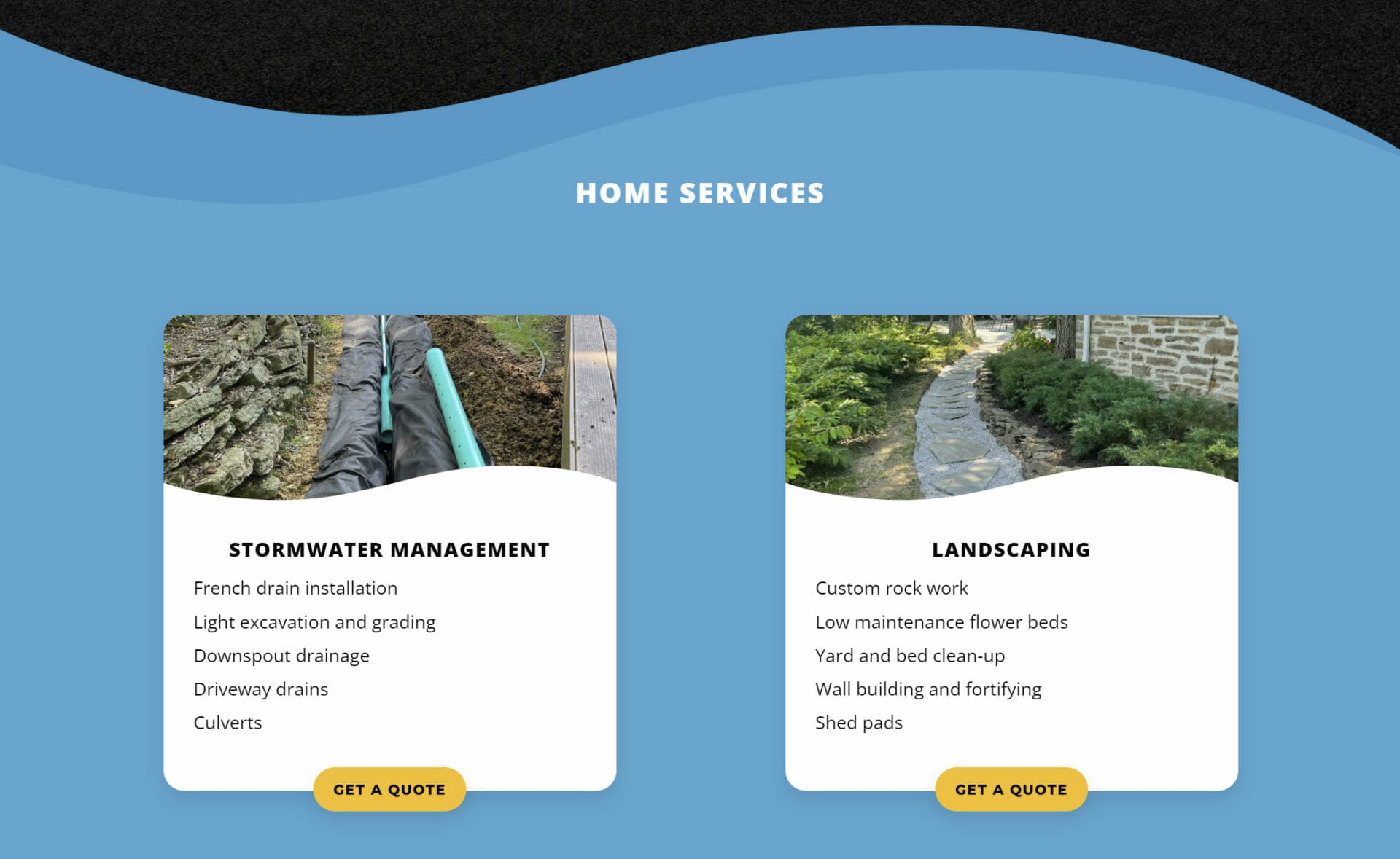 Jackson Home Services - Services website section screen shot